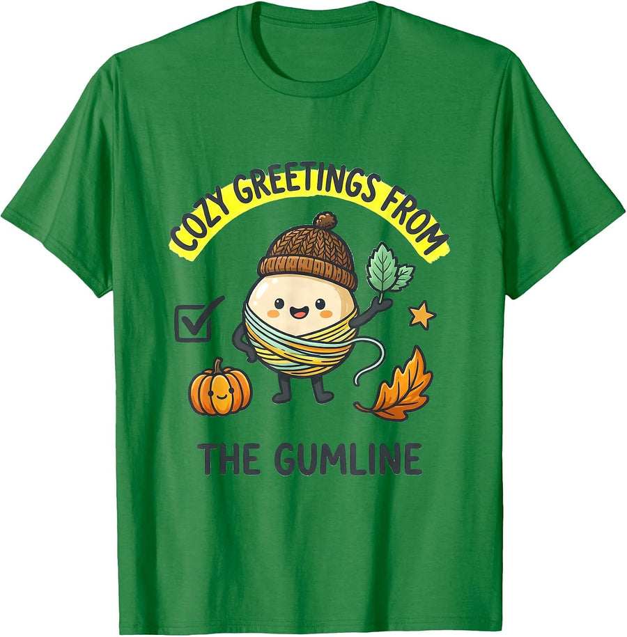 Men's Cozy Greetings From The Gumline Funny Dental Hygienist Humor T-Shirt - Kelly Green