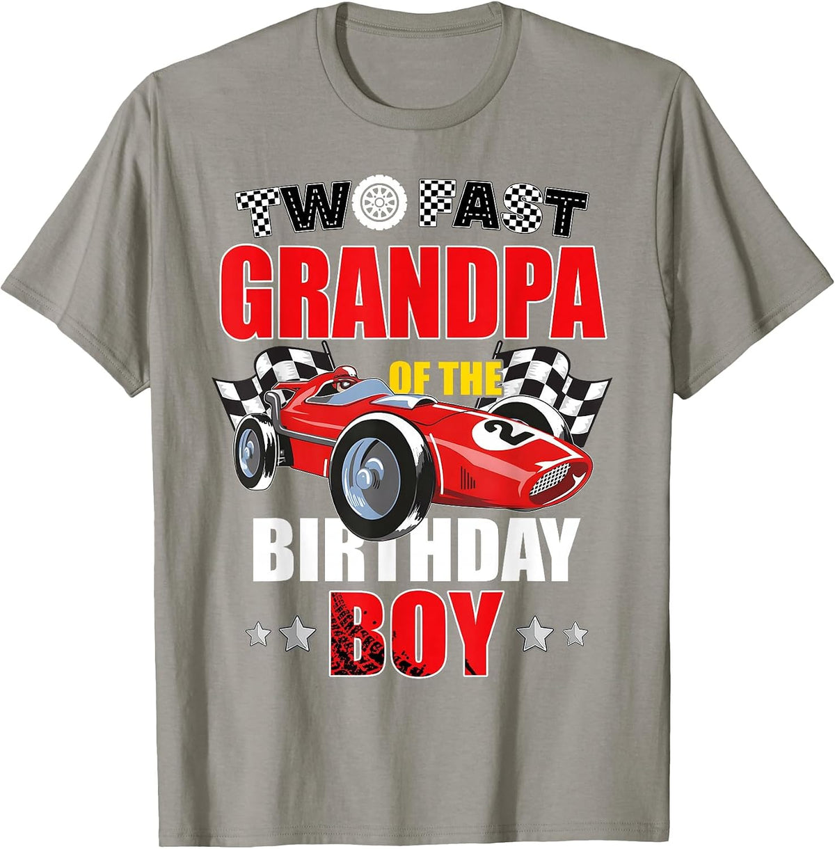 Grandpa of The Two Fast 2nd Birthday Boy Racing Car Family T-Shirt, Men, Slate Grey, Small - As Pictured