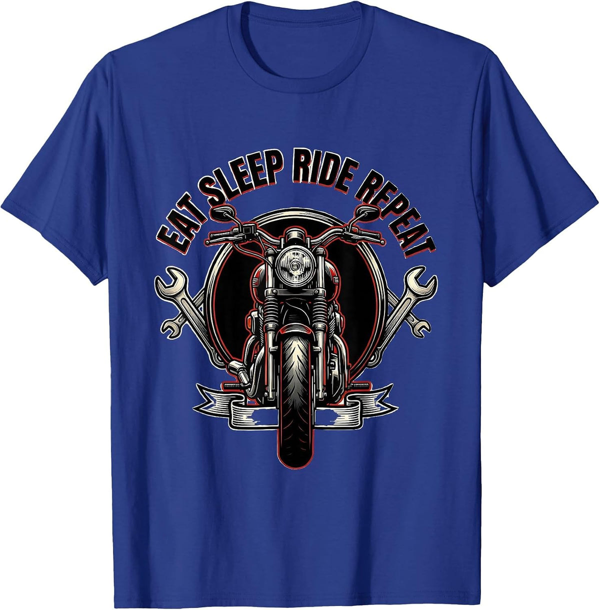 Eat Sleep Ride Repeat Cycling Enthusiast Design T-Shirt - Royal Blue