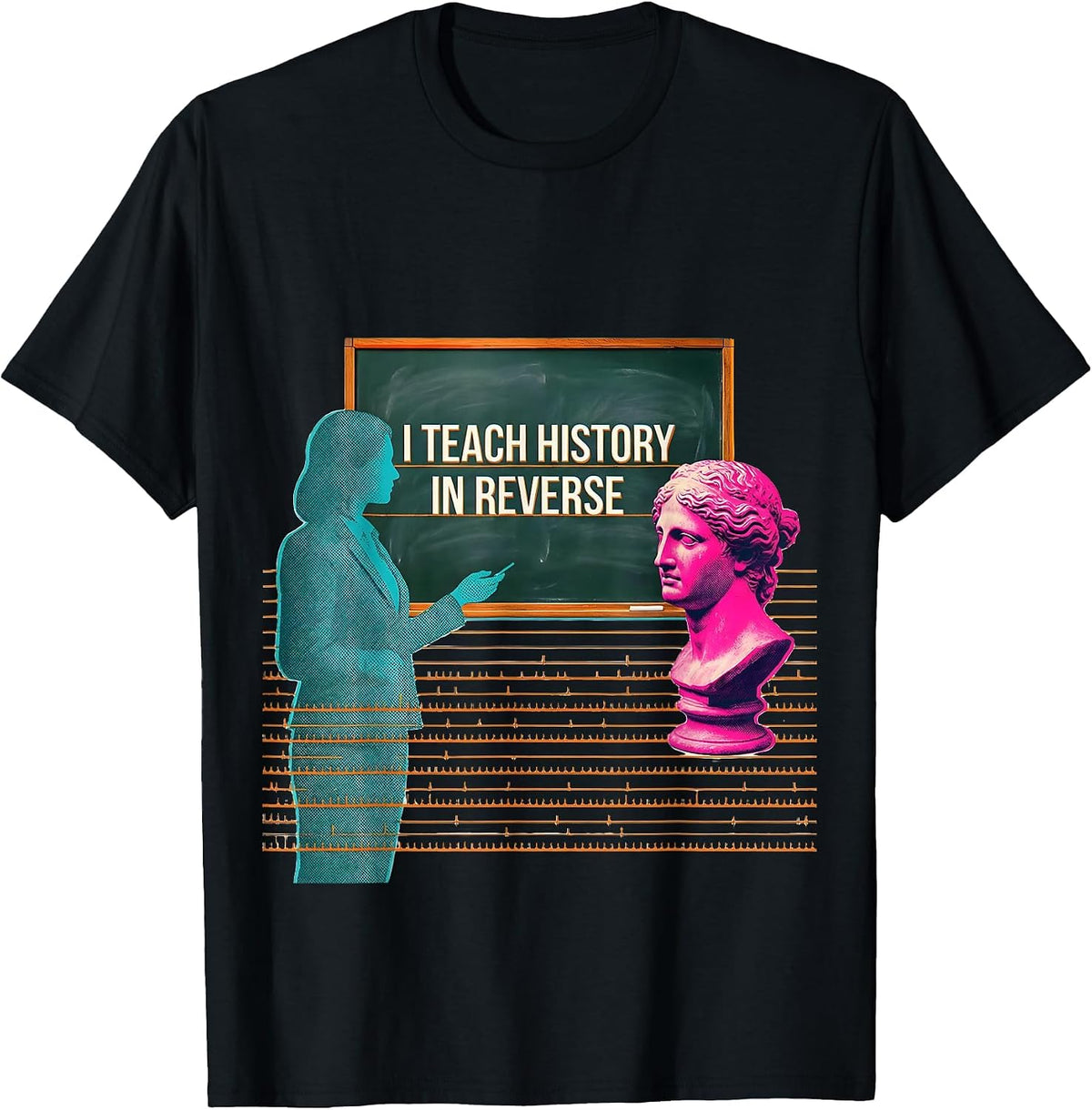 Men's I Teach History In Reverse Funny History Teacher Classroom T-Shirt - Black