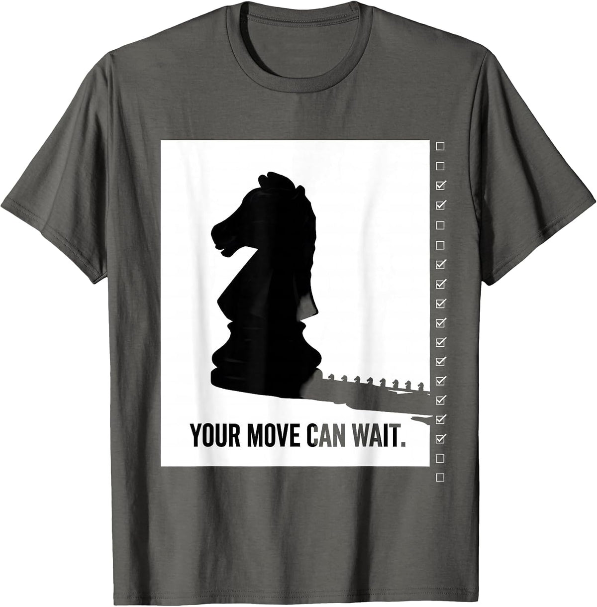 Men's Your Move Can Wait Funny Chess Lover Board Game Player Gift T-Shirt - Asphalt Grey