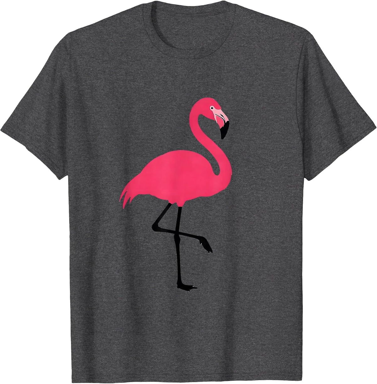 Minimal Flamingo Novelty Bird Lover Gift T-Shirt - Dark Heather Grey