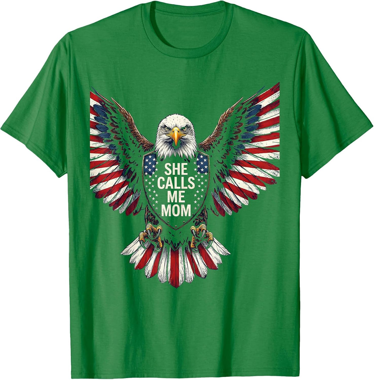 Men's She Calls Me Mom Proud Parent Design T-Shirt - Kelly Green