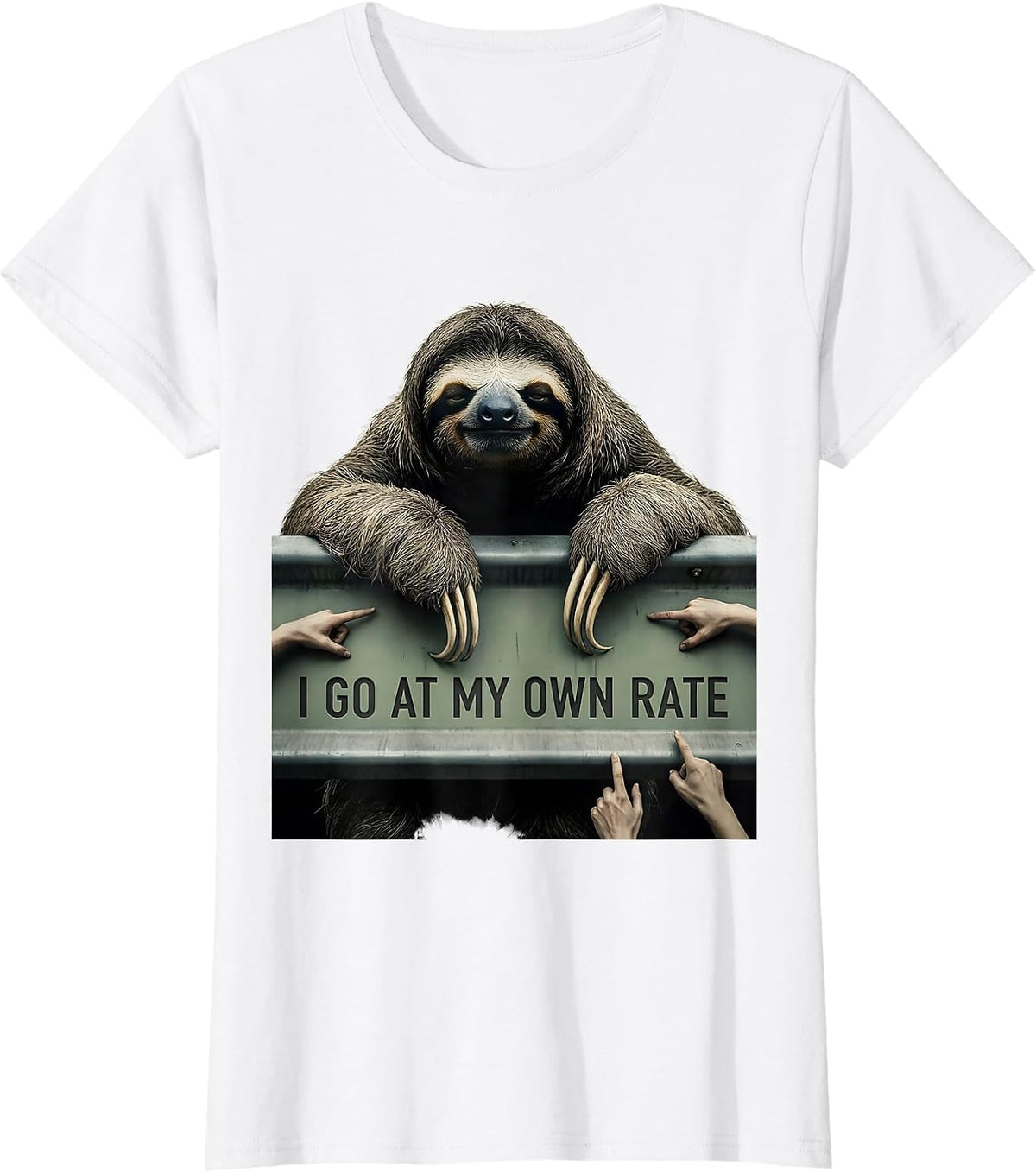Women's I Go At My Own Rate Funny Sloth Lover Animal Humor Gift T-Shirt - White
