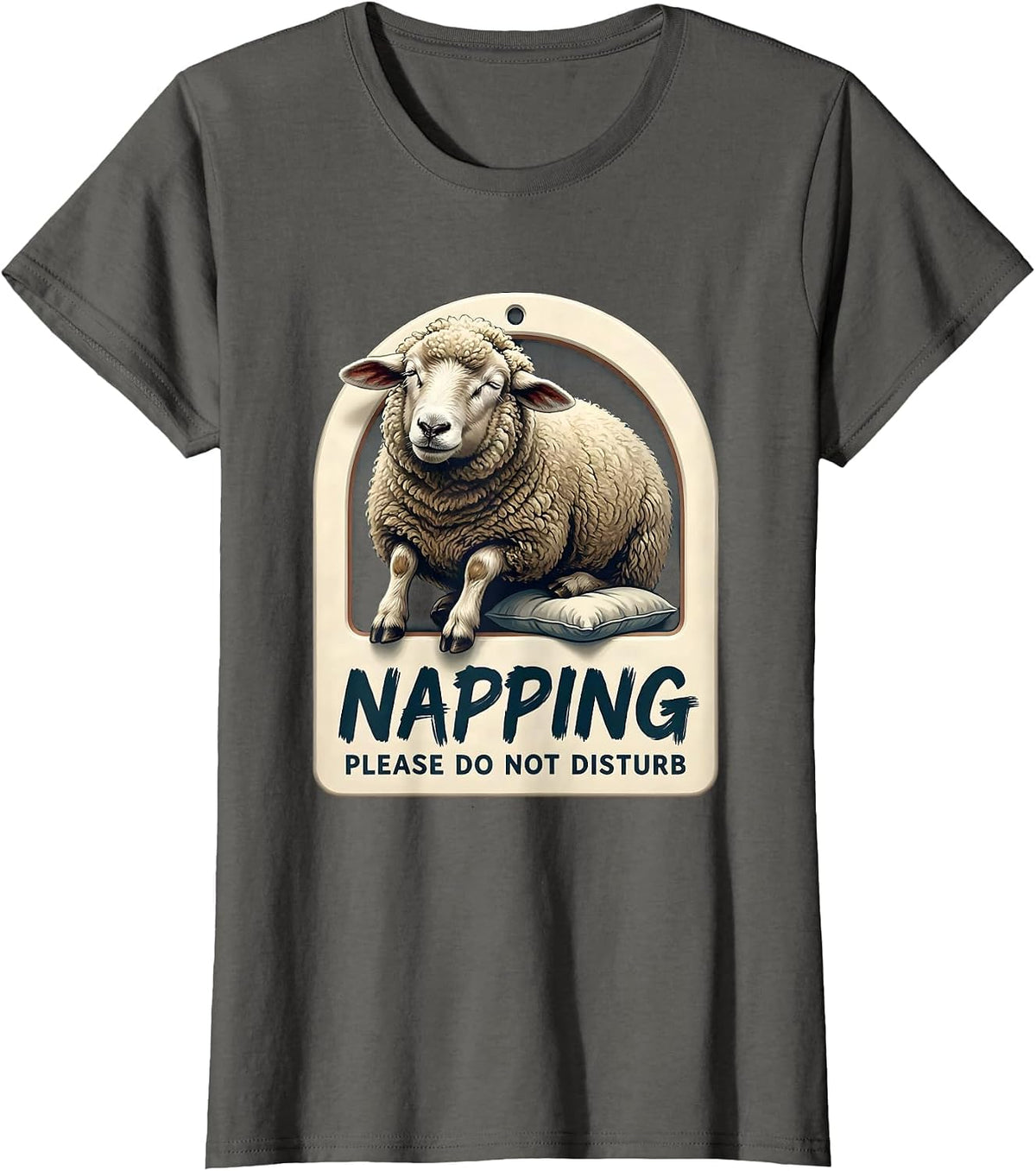 Women's Napping Please Do Not Disturb Funny Sheep Official T-Shirt - Asphalt Grey