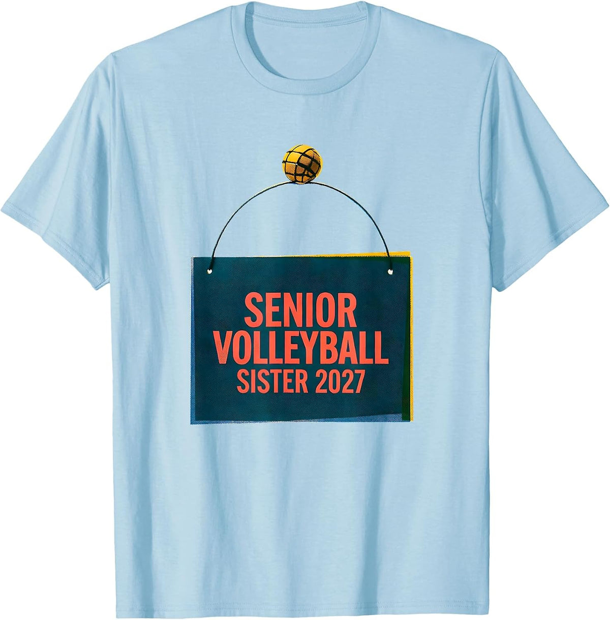 Men's Senior Volleyball Sister 2027 Sentimental Senior Night T-Shirt - Baby Blue