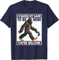 I Paused My Game to Be Here Video Games Gamer Men Boys T-Shirt - Navy Blue