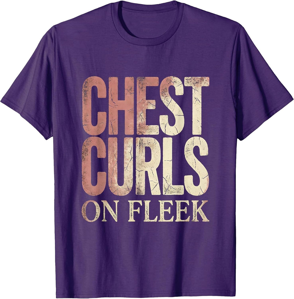 Chest Curls On Fleek Hairy Chest Humor Design T-Shirt - Purple