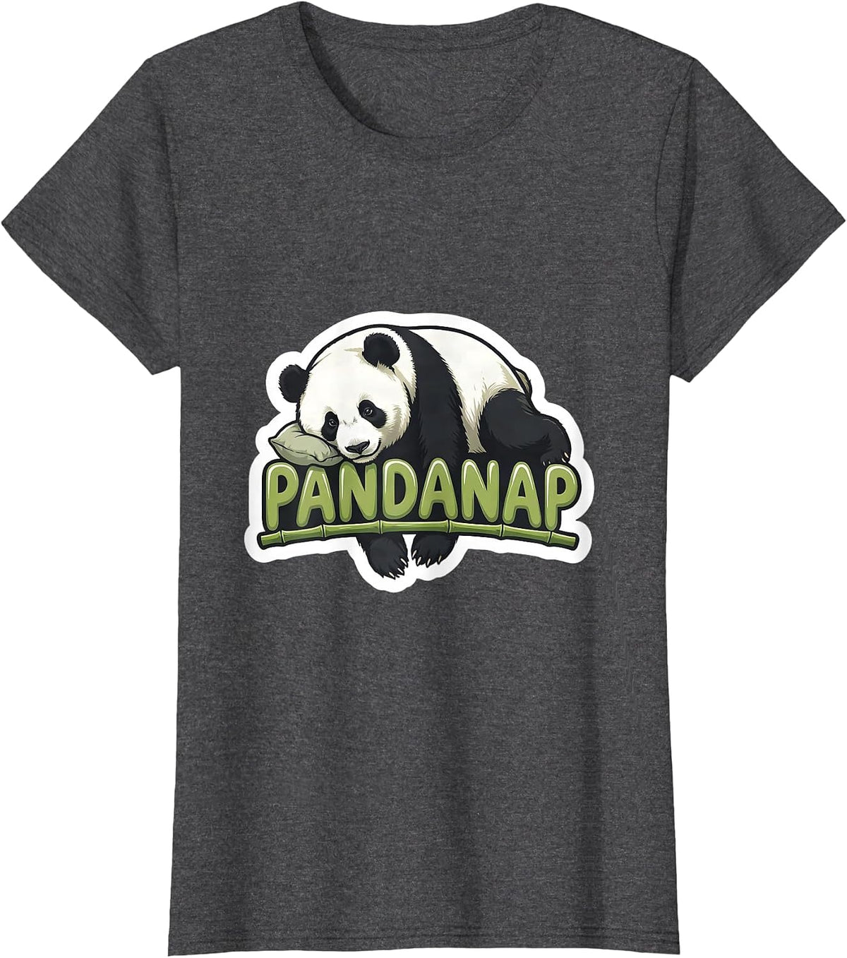 Women's Pandanap Cute Sleeping Panda Animal Lover Sleep T-Shirt - Dark Heather Grey