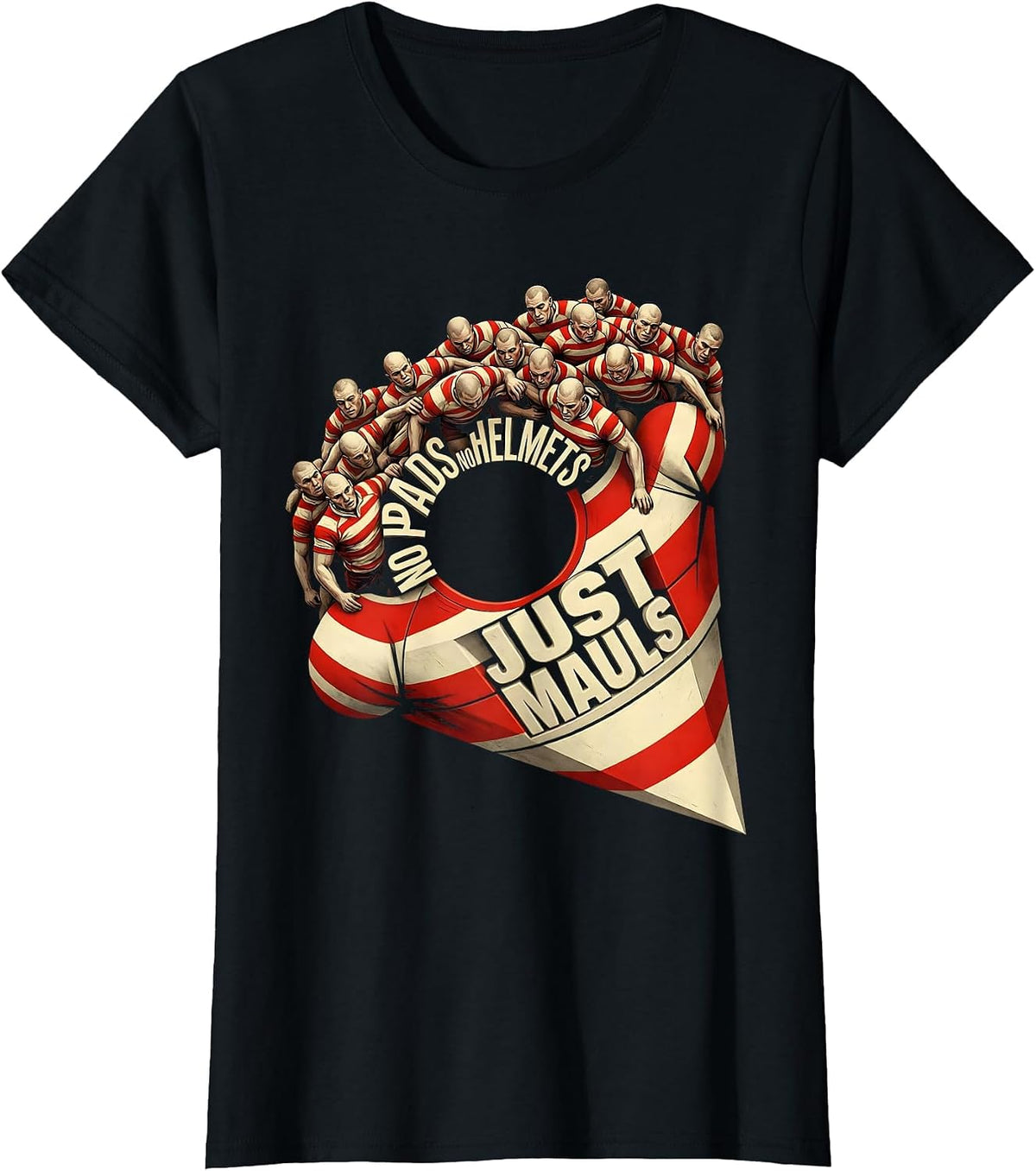 No Pads No Helmets Just Mauls Funny Rugby Player Coach Gift T-Shirt - Black