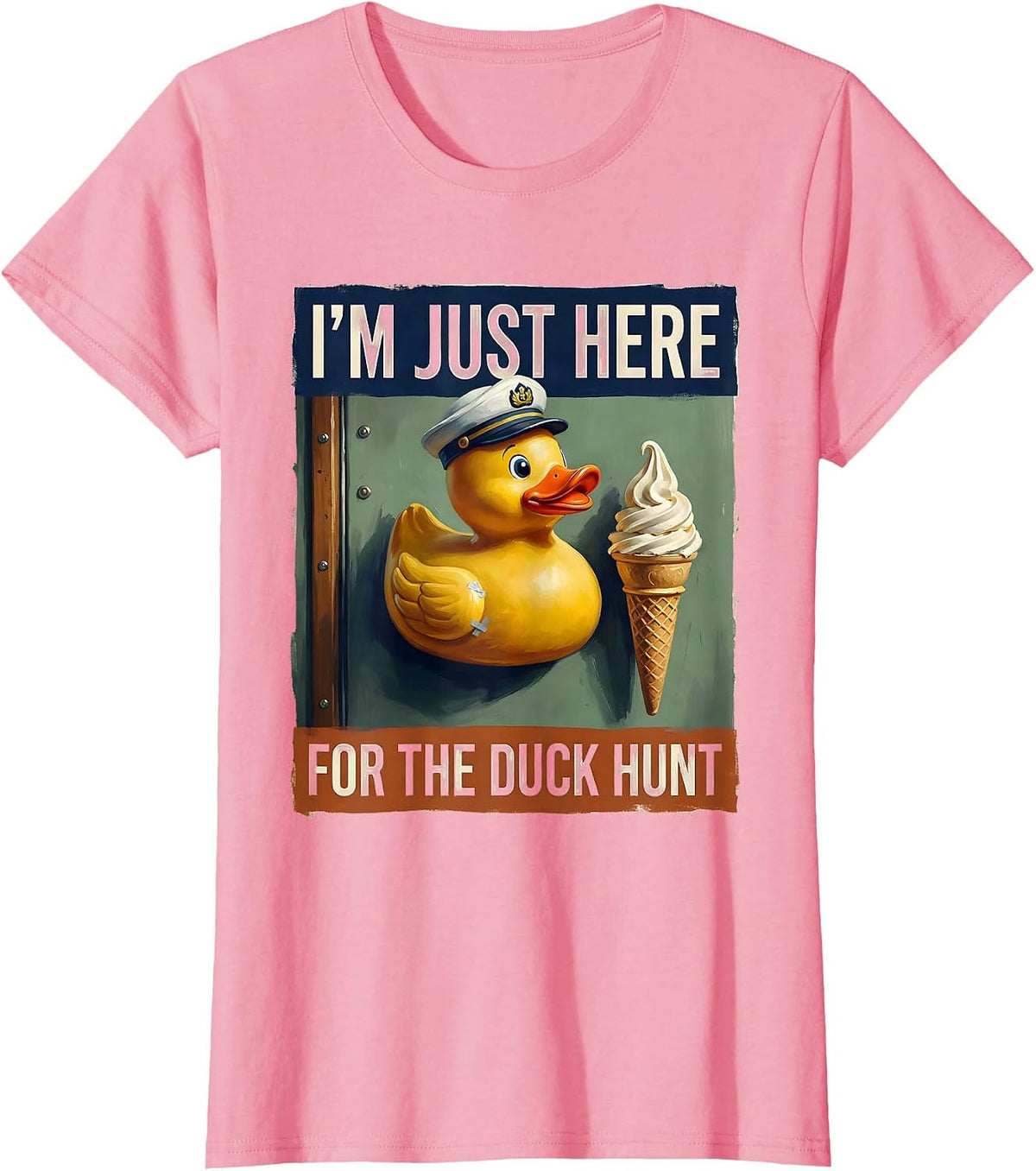 Women's I'm Just Here For The Duck Hunt Funny Cruise Matching Group T-Shirt - Pink