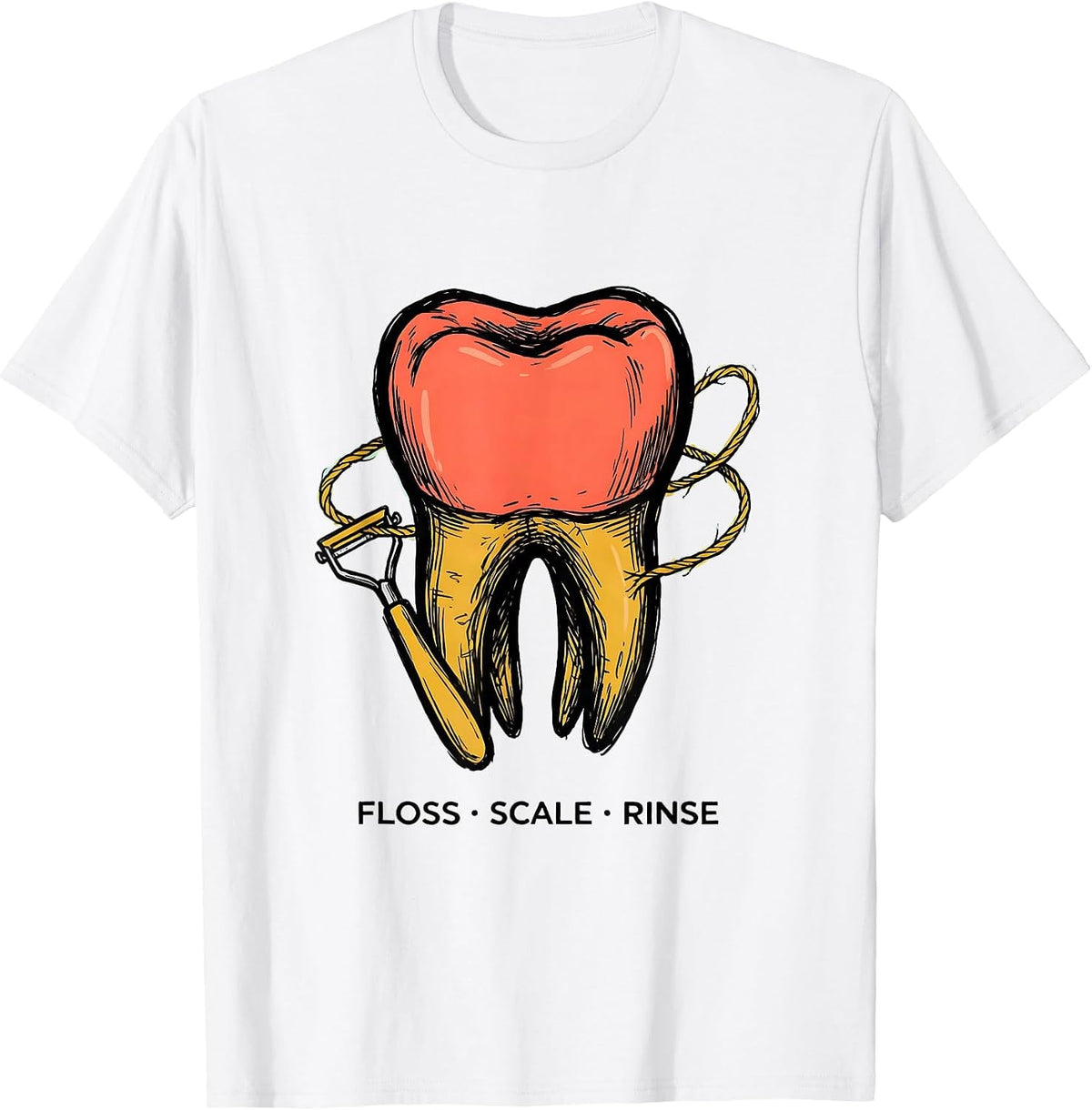 Men's Floss Scale Rinse Funny Dental Hygienist Humor T-Shirt - White
