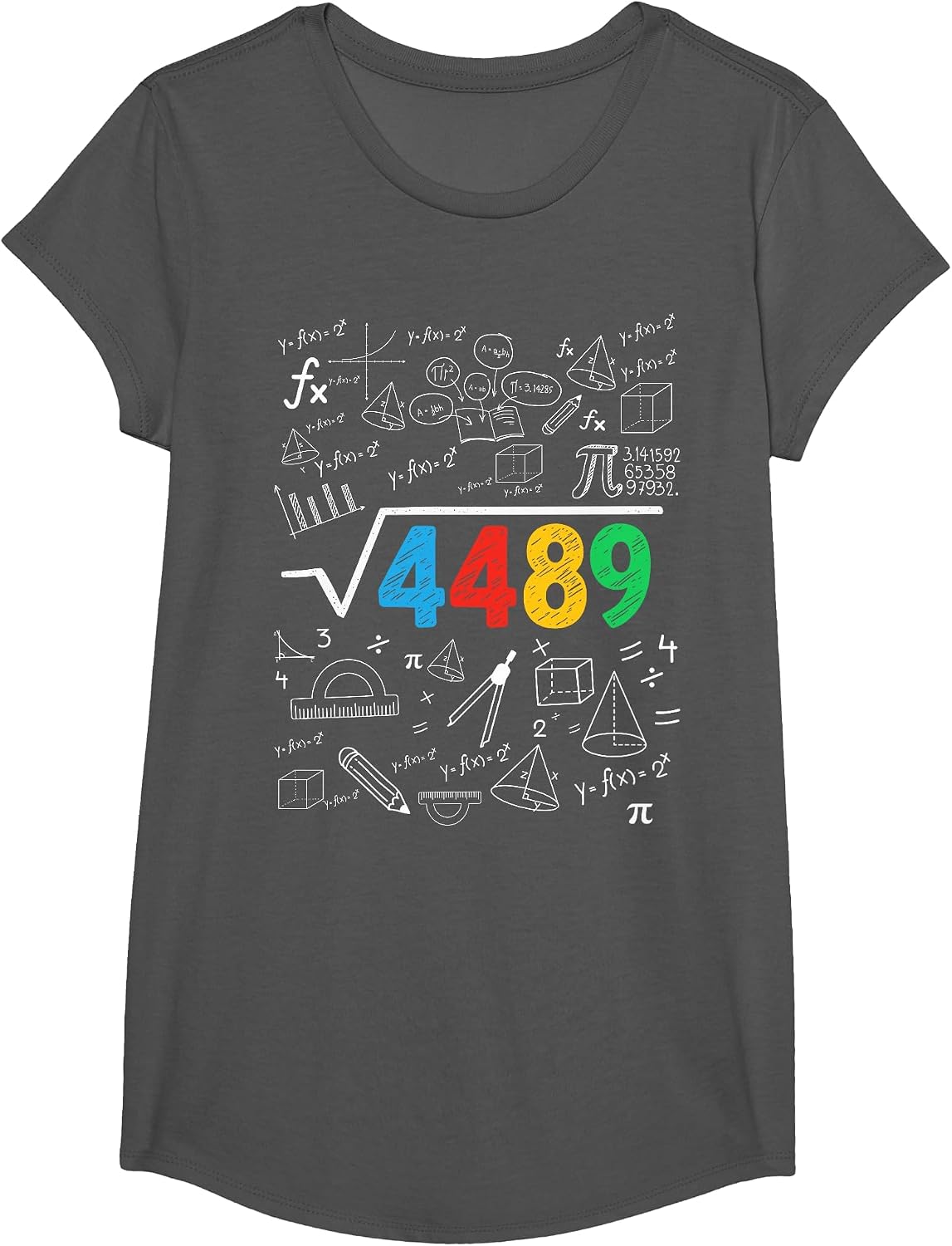 67 Meme Square Root 4489 Slang Six Seven Math Teacher T-Shirt - Girls Asphalt Grey