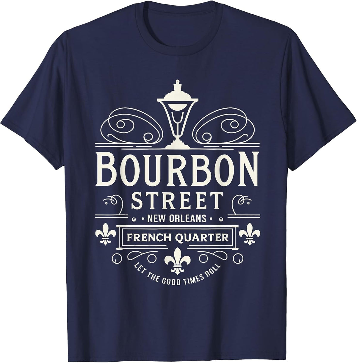 New Orleans French Quarter Bourbon Street Louisiana Souvenir T-Shirt - Navy Blue