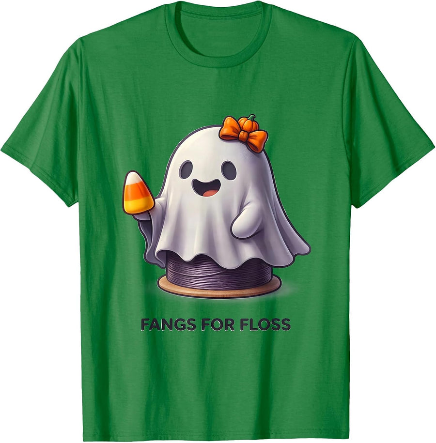 Men's Fangs For Floss Cute Kawaii Halloween Dental Hygienist Humor T-Shirt - Kelly Green