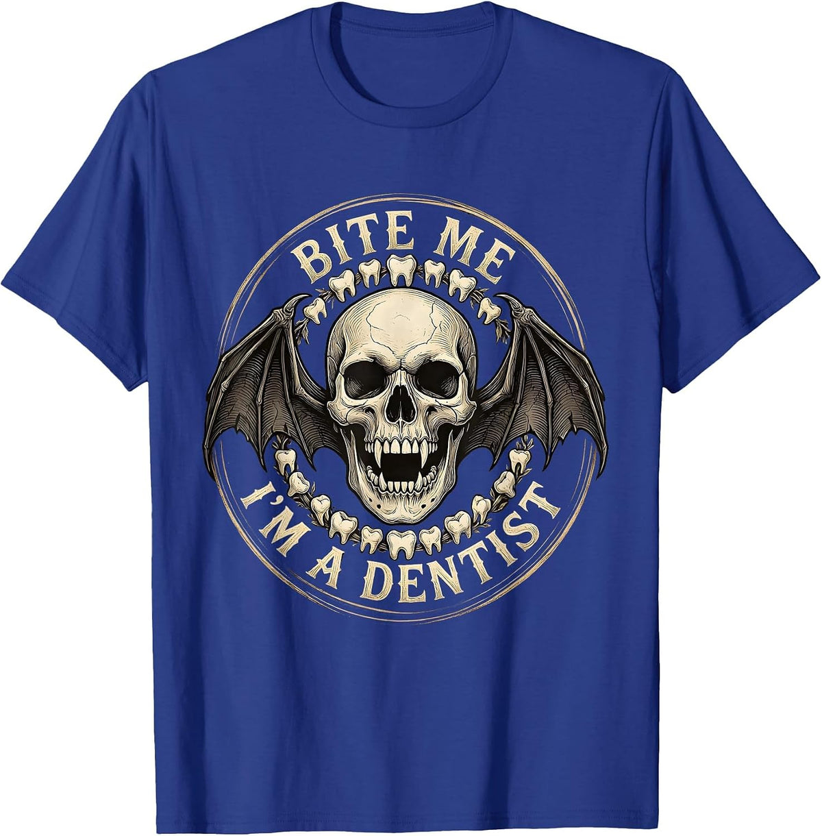 Men's Bite Me I'm A Dentist Halloween Design T-Shirt - Royal Blue