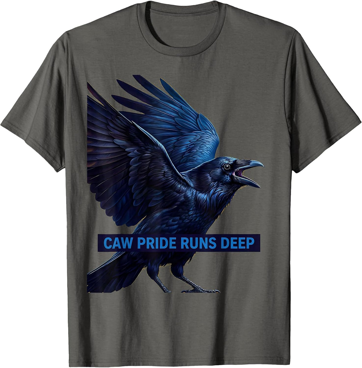 Men's CAW Pride Runs Deep Crow Lover Design T-Shirt - Asphalt Grey