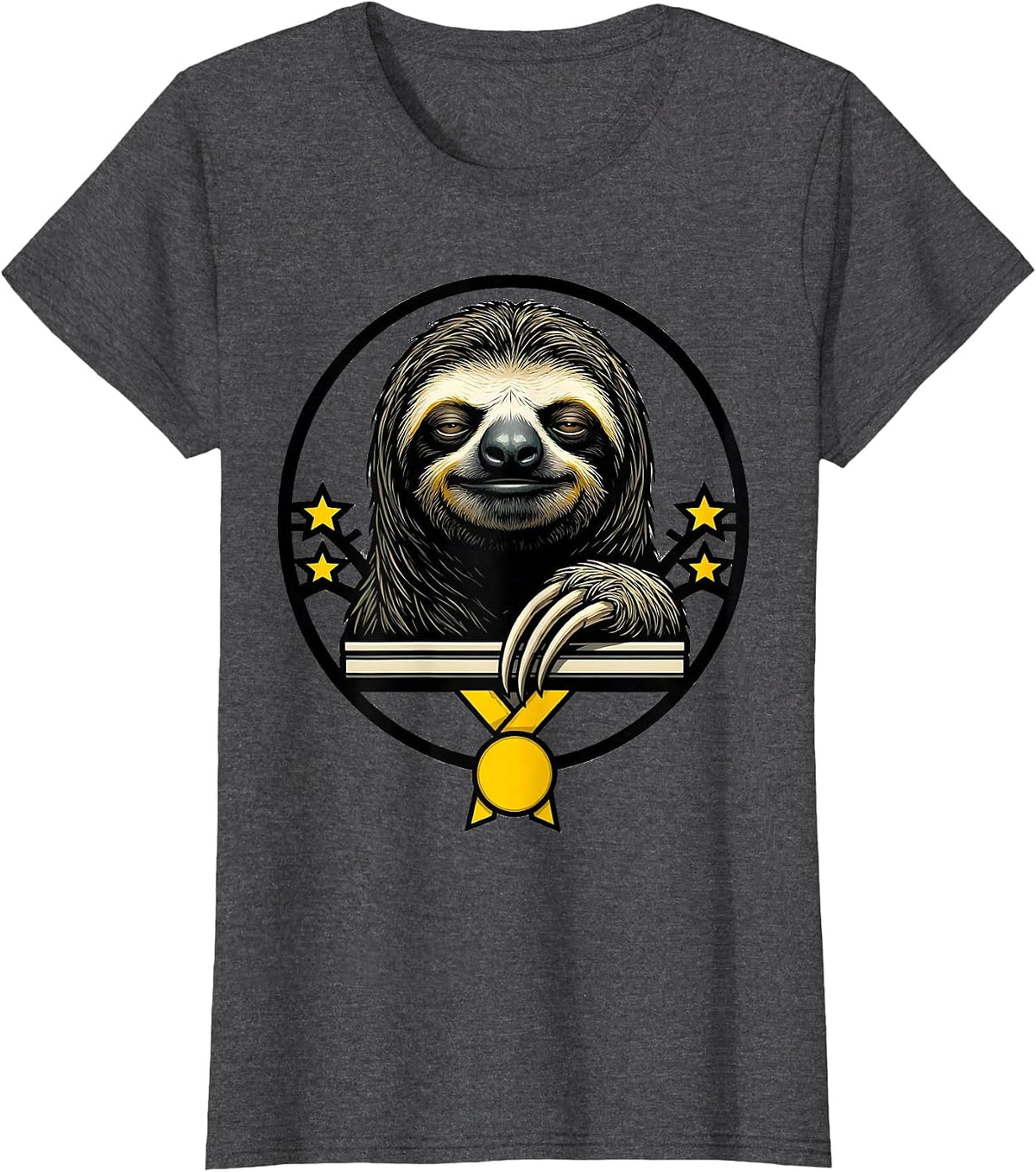 Women's Sloth Stencil Funny Sloth Lover Gift T-Shirt - Dark Heather Grey
