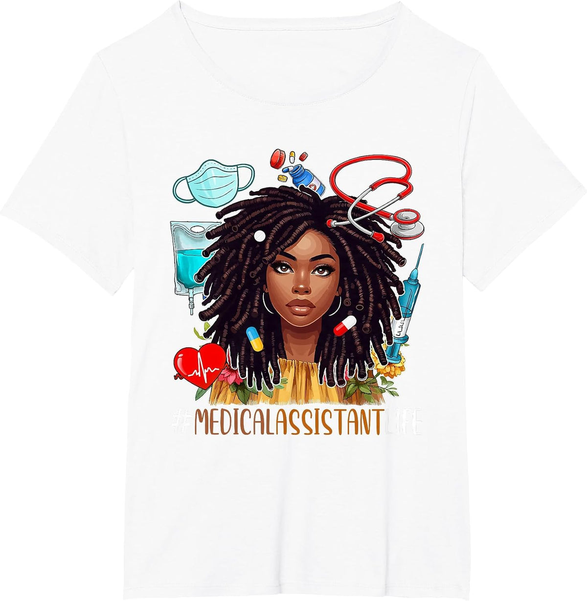 Medical Assistant Costume Afro Woman Proud Black History T-Shirt - White