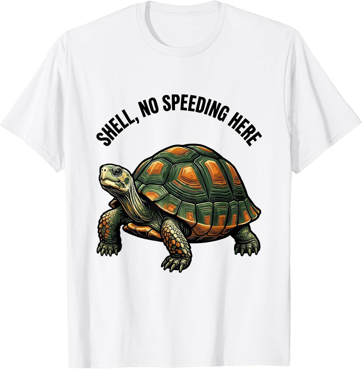 Men's Shell No Speeding Here Funny Turtle Lover Reptile Enthusiast T-Shirt - White