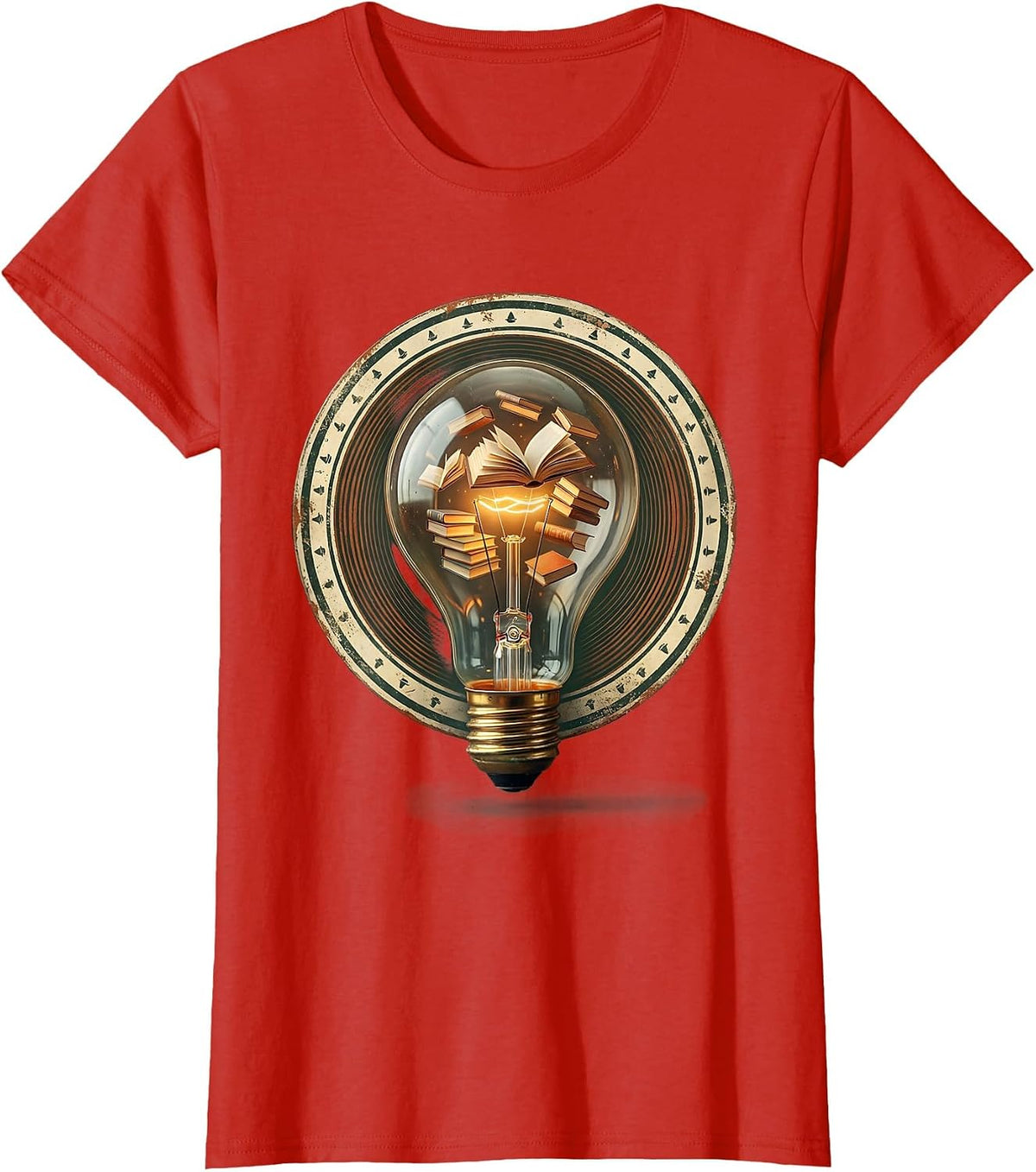 4th Grade Teacher Lightbulb Books Illustration T-Shirt - Red