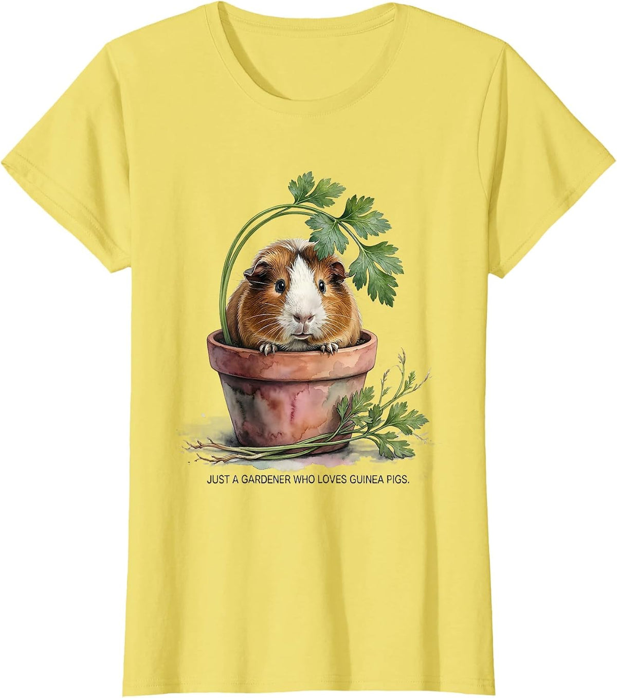 Just A Gardener Who Loves Guinea Pigs Funny Guinea Pig Lover T-Shirt - Lemon Yellow