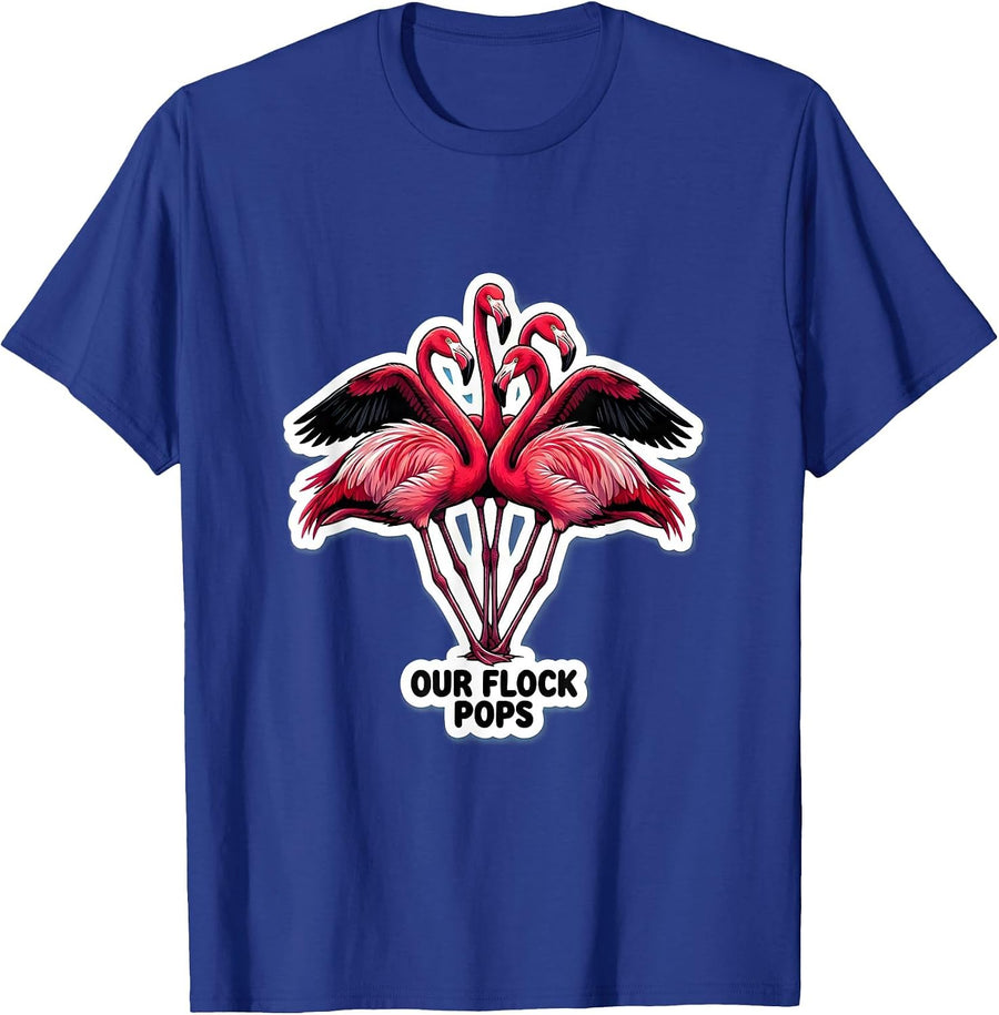 Our Flock Pops Funny Flamingo Lover Novelty Gift T-Shirt - Royal Blue