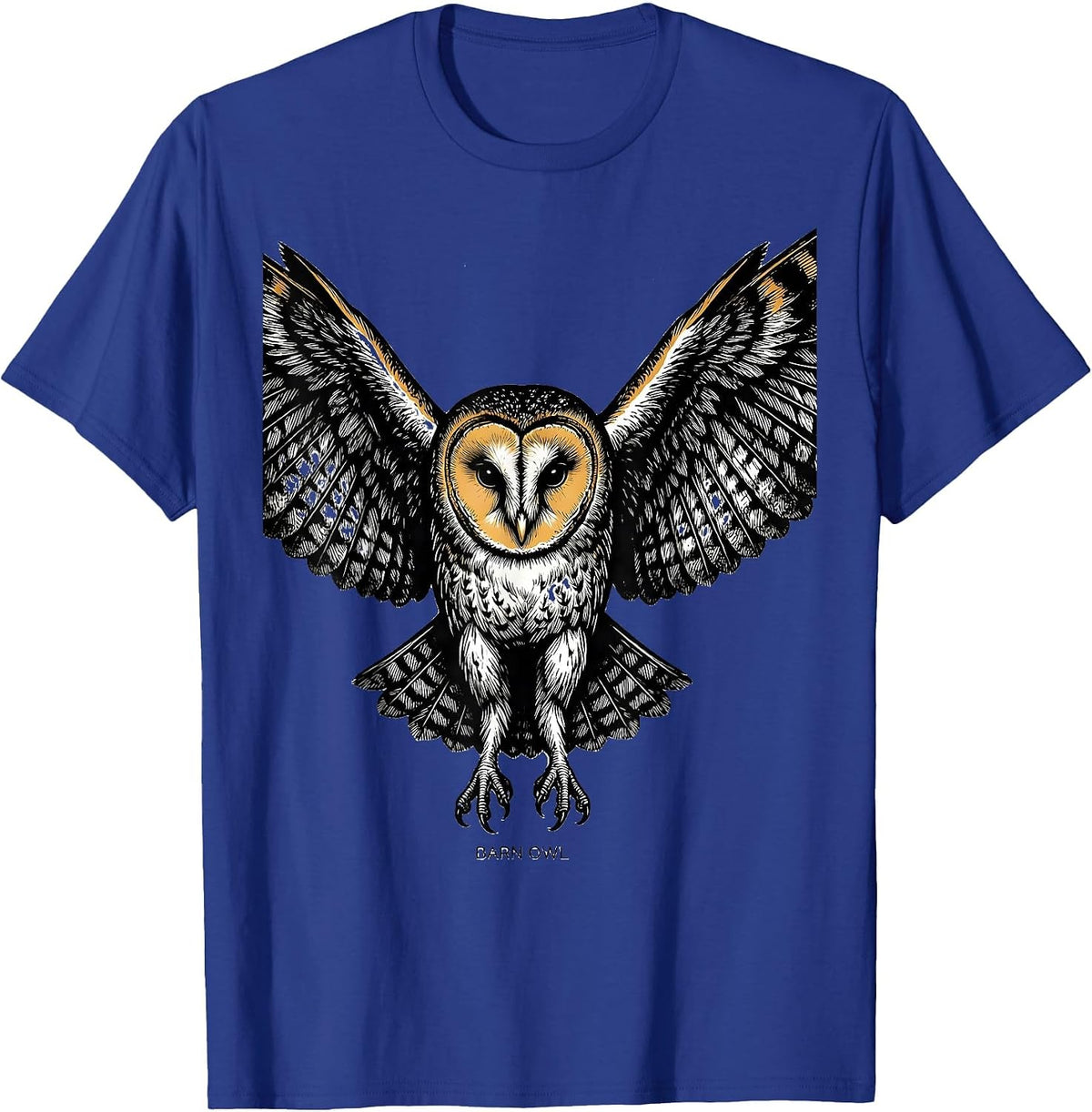 Barn Owl Scratchboard Funny Owl Lover Bird Enthusiast T-Shirt - Royal Blue