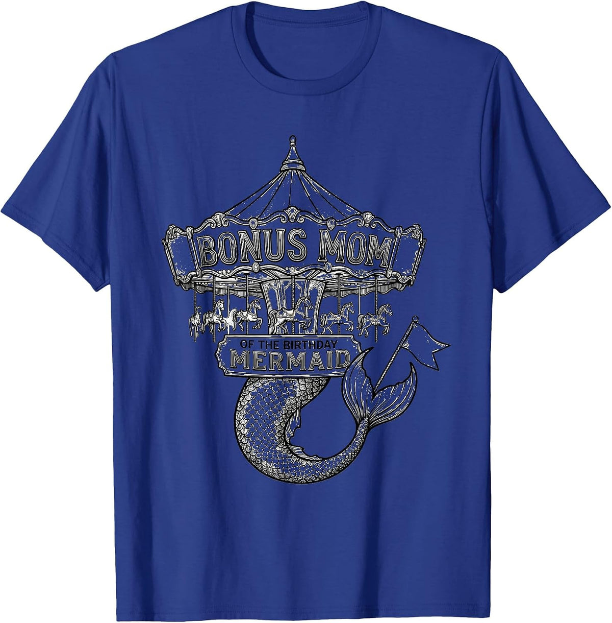 Men's Bonus Mom Of The Birthday Mermaid Family Matching Party T-Shirt - Royal Blue