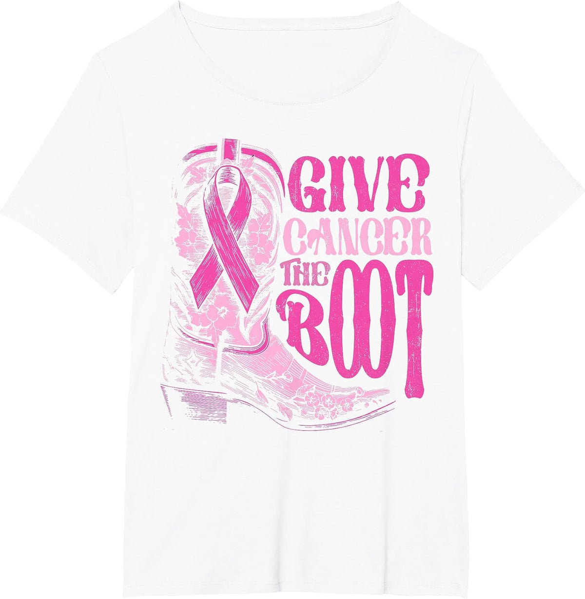 Breast Cancer Cowboy Gives Cancer Running Pass Cowgirl Rodeo T-Shirt - White