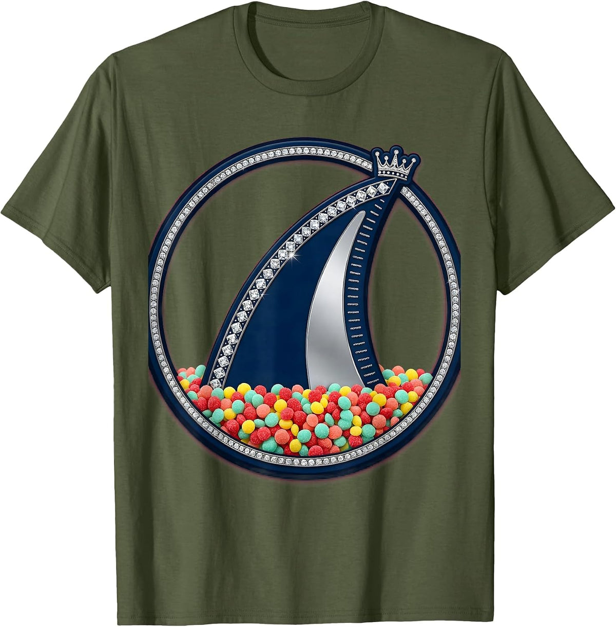 Men's Birthday Boy Shark Fin Sprinkles Graphic T-Shirt - Olive Green