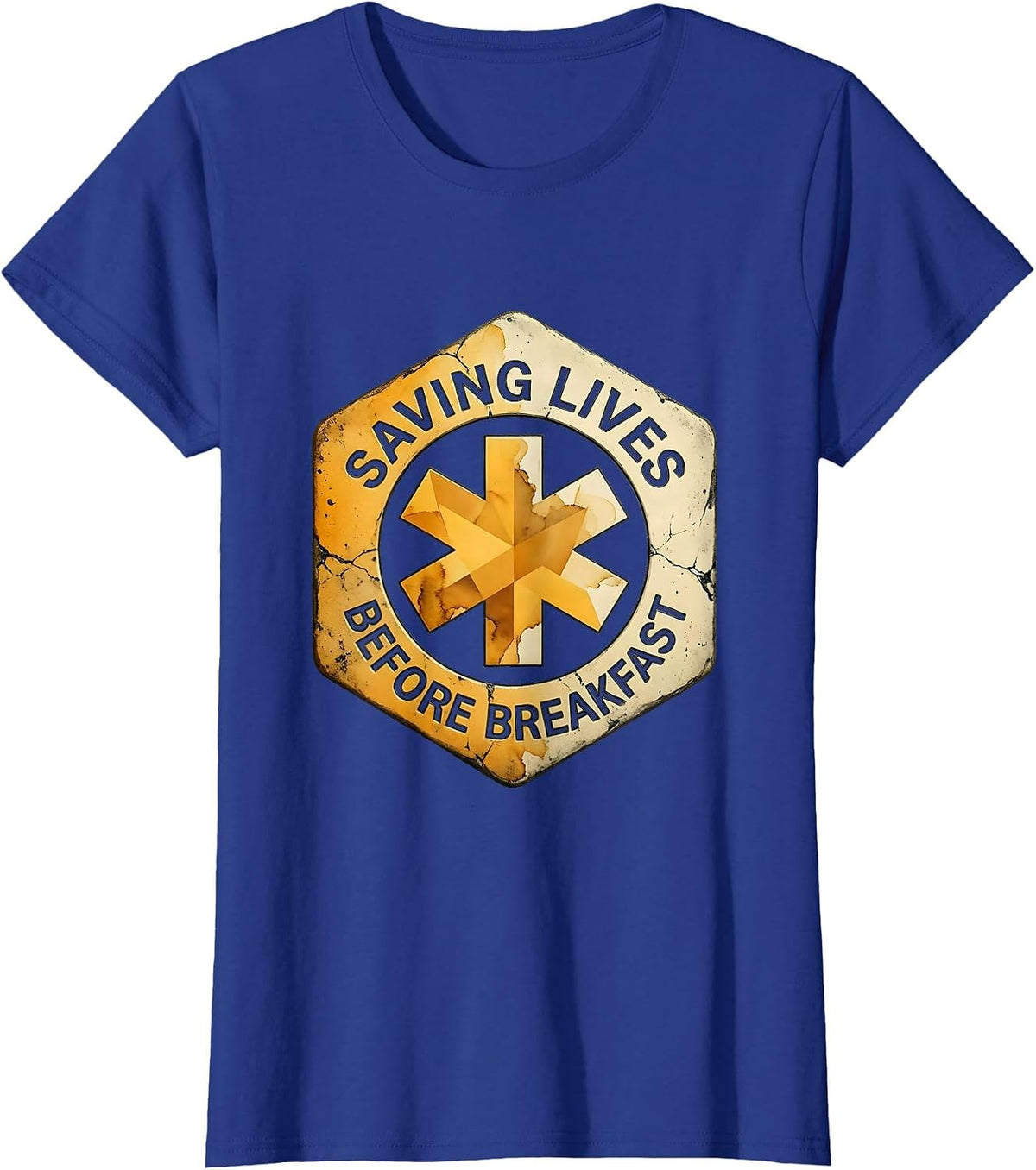Women's Saving Lives Before Breakfast EMT Design T-Shirt - Royal Blue