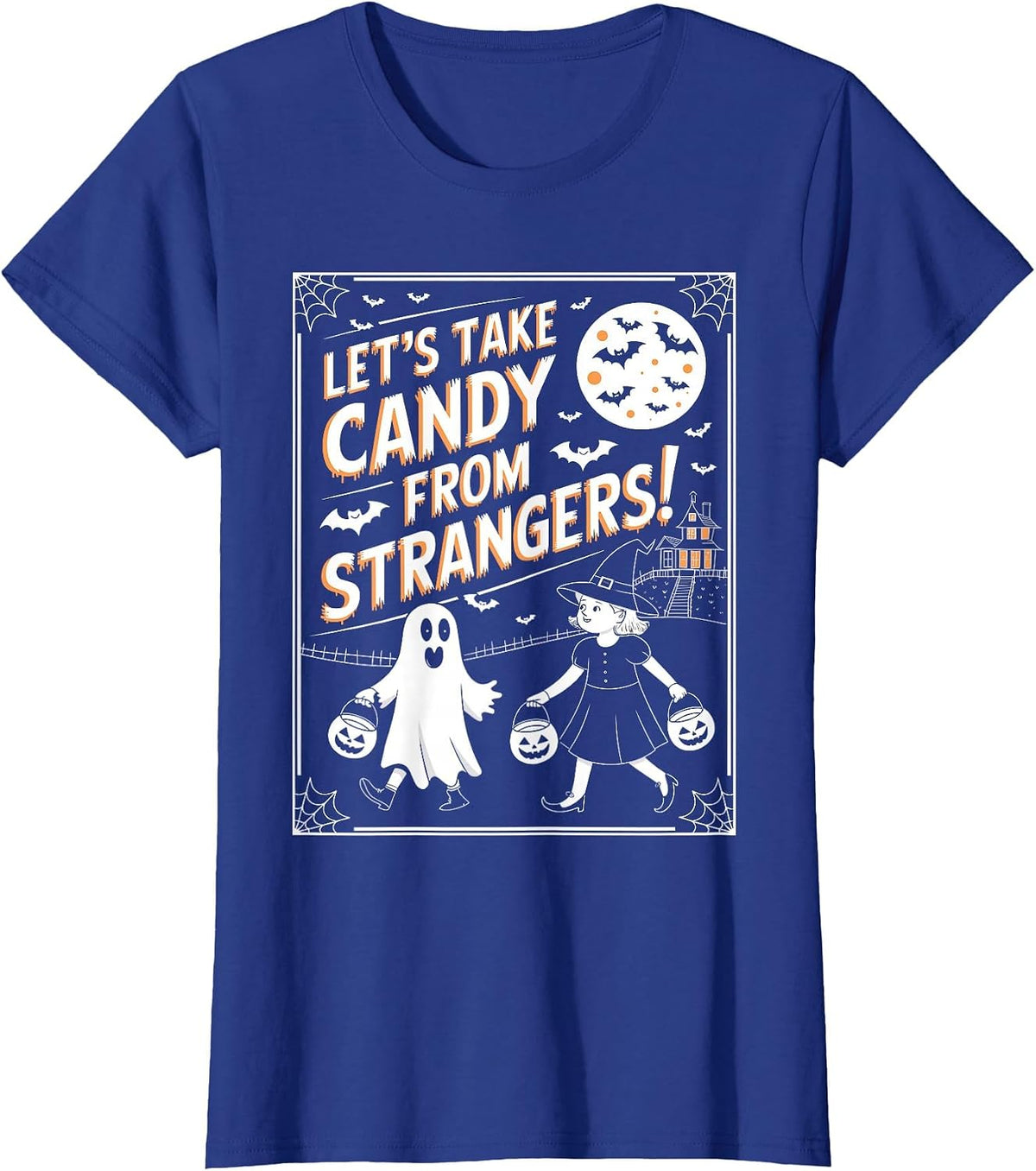 Let's Take Candy from Strangers Retro Halloween T-Shirt - Royal Blue