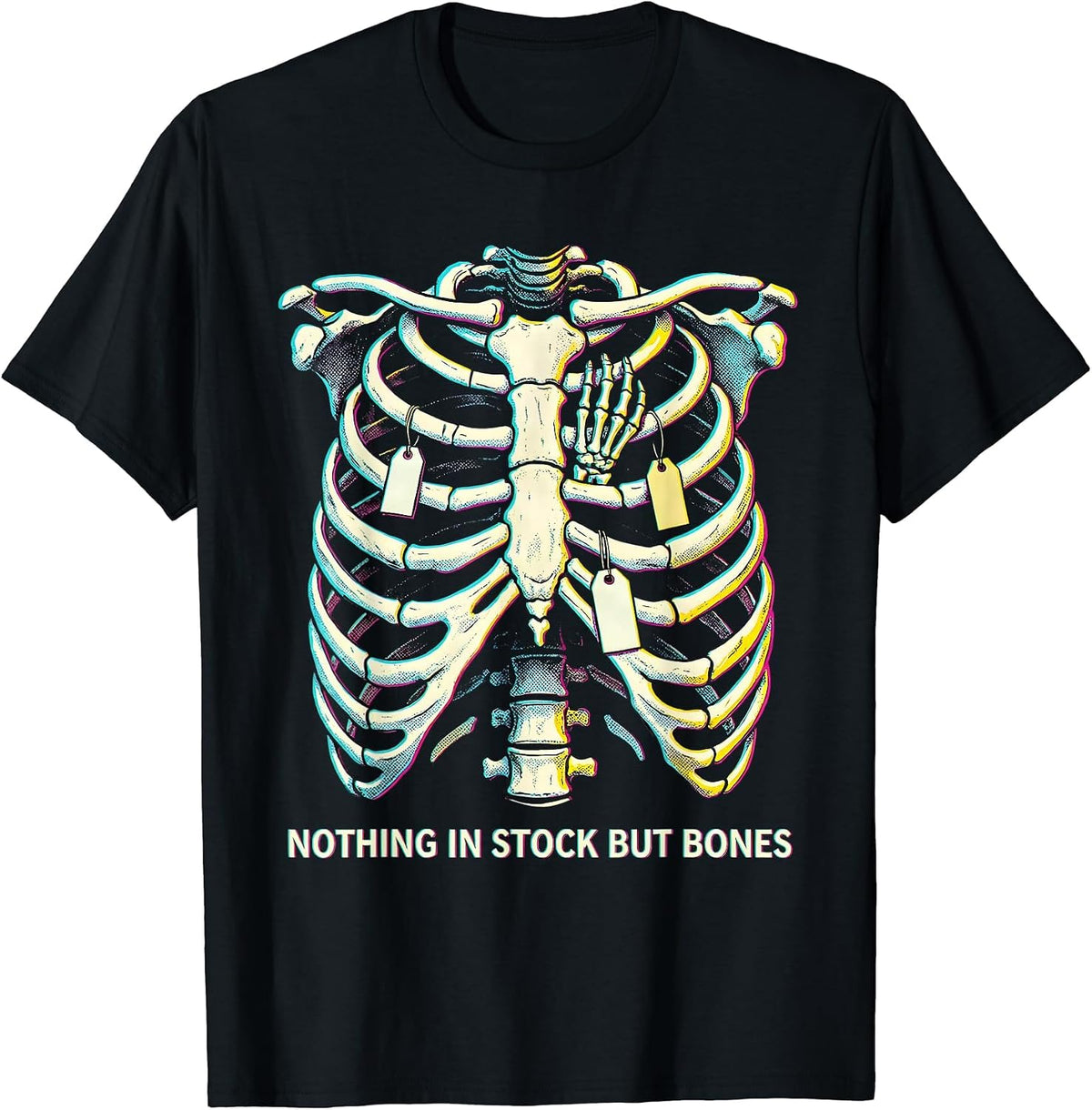 Men's Nothing In Stock But Bones Funny Pharmacy Tech Halloween T-Shirt - Black