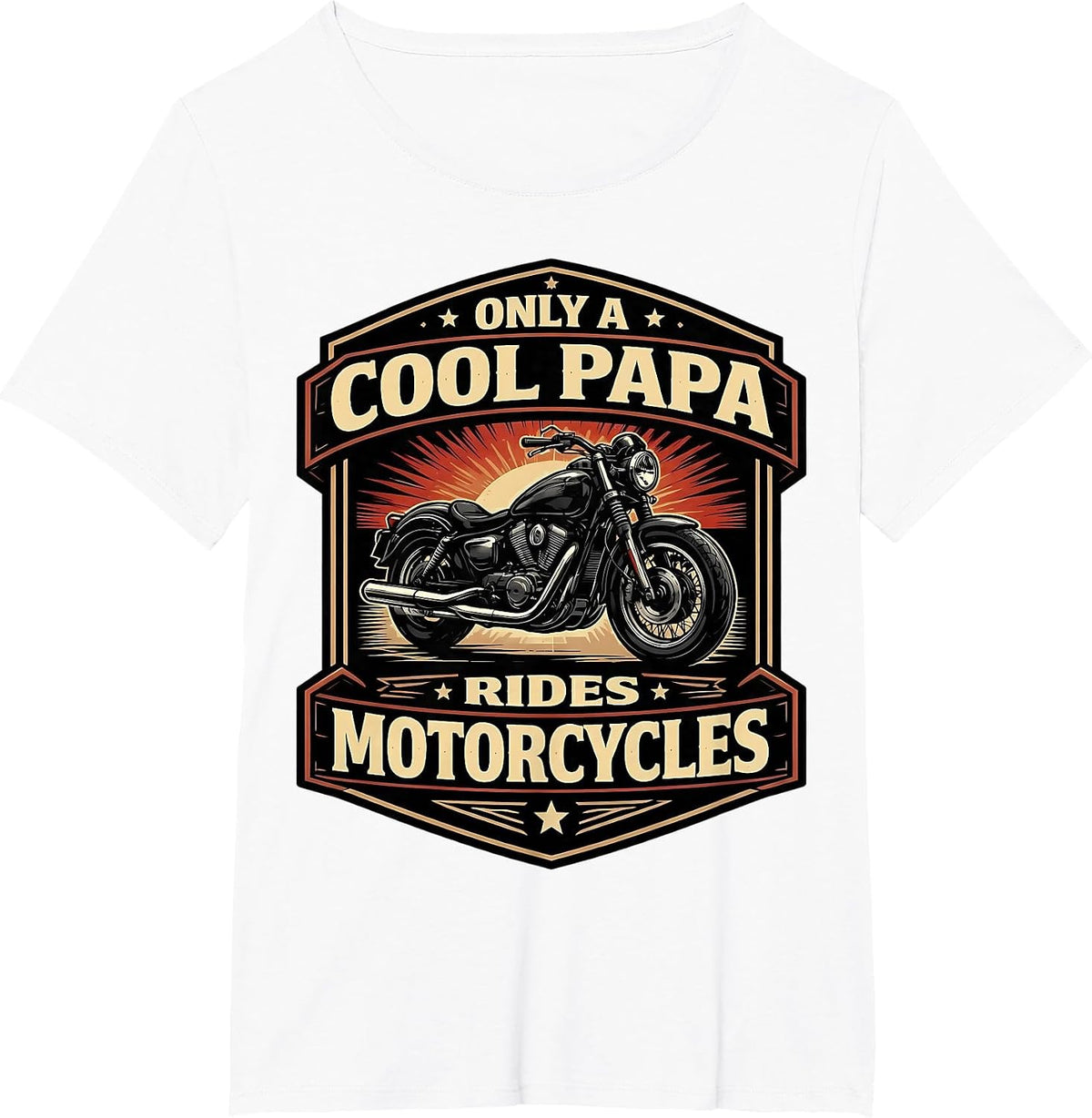 Only A Cool Papa Rides Motorcycles Father Classic Motorbike T-Shirt - White
