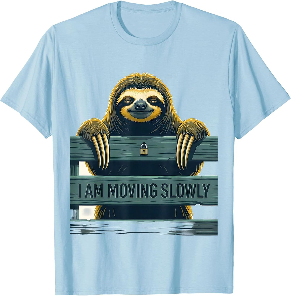 Men's I Am Moving Slowly Funny Sloth Lover Gift T-Shirt - Baby Blue