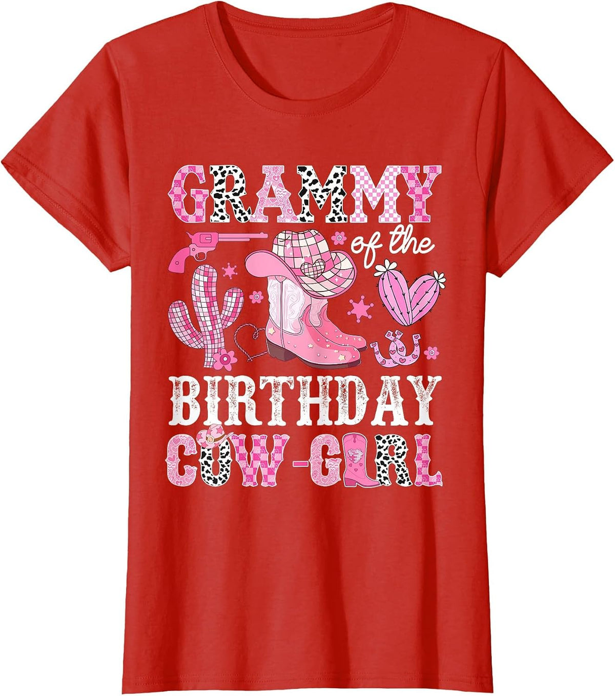 Grammy of The Birthday Cow-Girl Rodeo Cowgirl Bday T-Shirt - Red