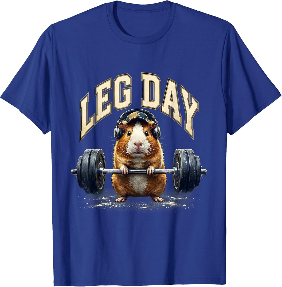 Men's Leg Day Funny Guinea Pig Gym Workout Weightlifting Meme T-Shirt - Royal Blue