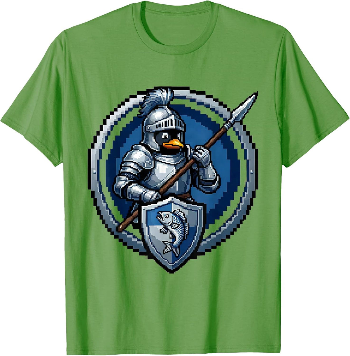 Men's Penguin Knight in Shining Armor with Lance T-Shirt - Grass Green
