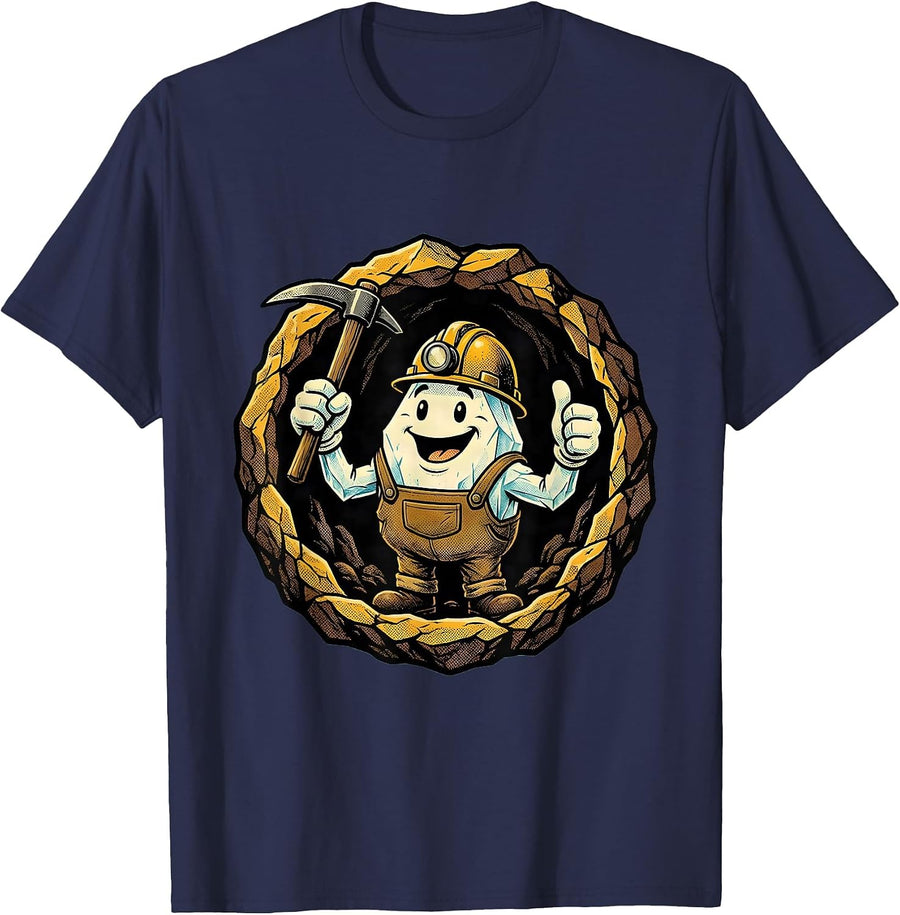 Salt Mine Worker Underground Graphic Design T-Shirt - Navy Blue