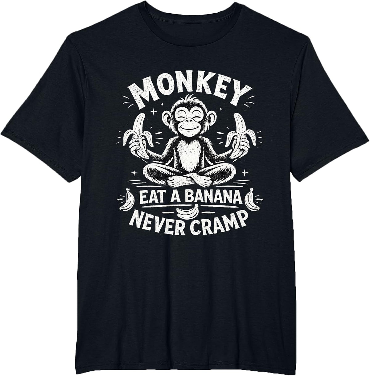 Monkey Eat a Banana Never Cramp T-Shirt - Black