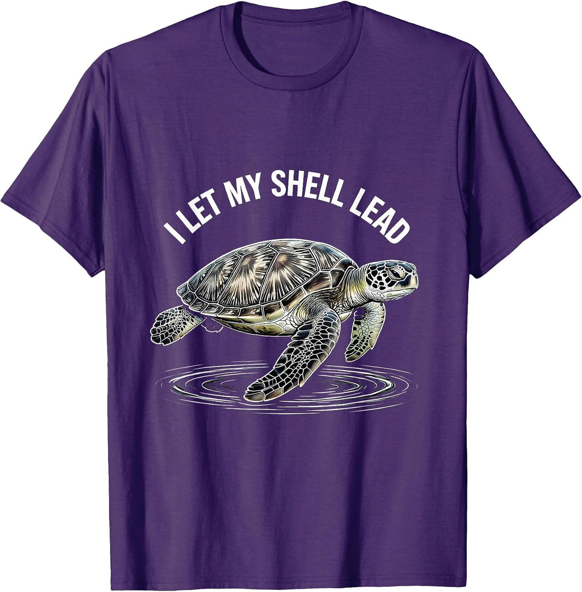 I Let My Shell Lead Line Art Sea Turtle Ocean Animal Lover T-Shirt - Purple