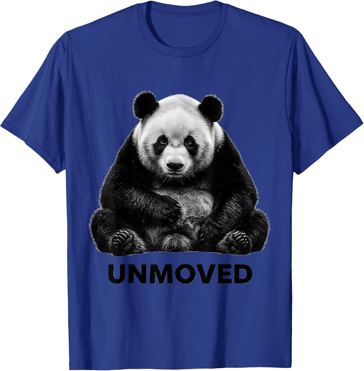 Men's Unmoved Monochromatic Panda Bear Novelty Animal Humor T-Shirt - Royal Blue
