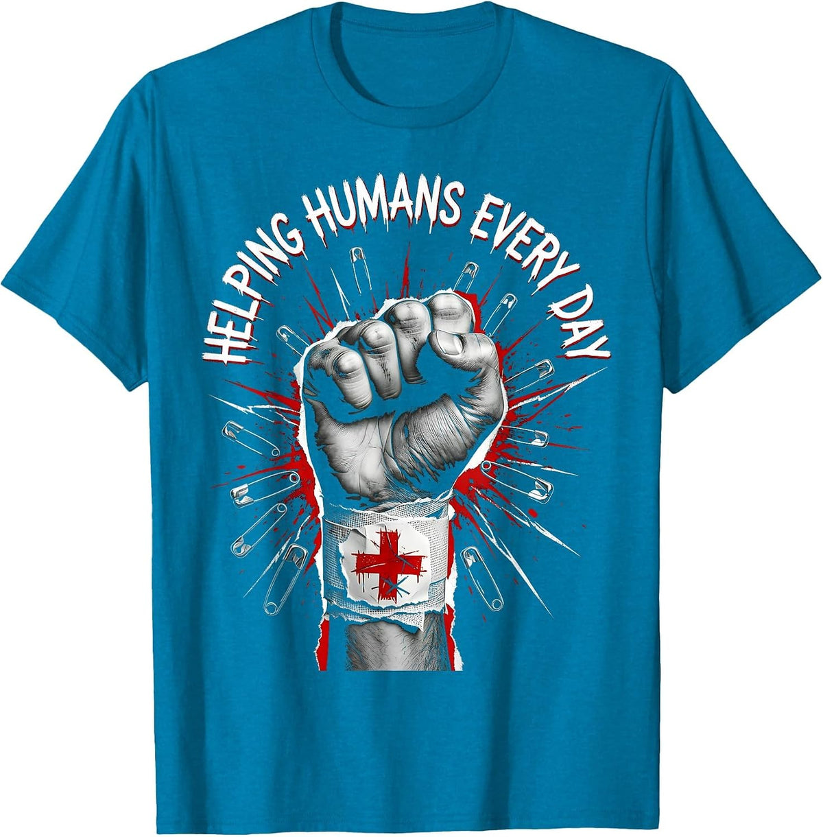 Helping Humans Every Day Social Worker Design T-Shirt - Sapphire Blue
