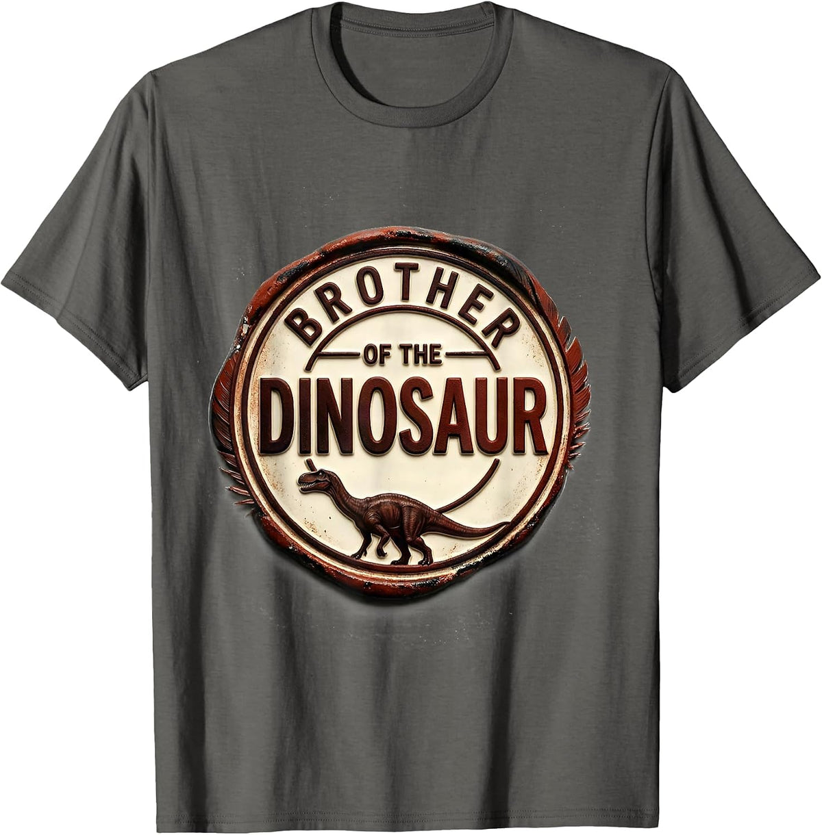 Brother of the Dinosaur Rubber Stamp Halloween Family T-Shirt - Asphalt Grey