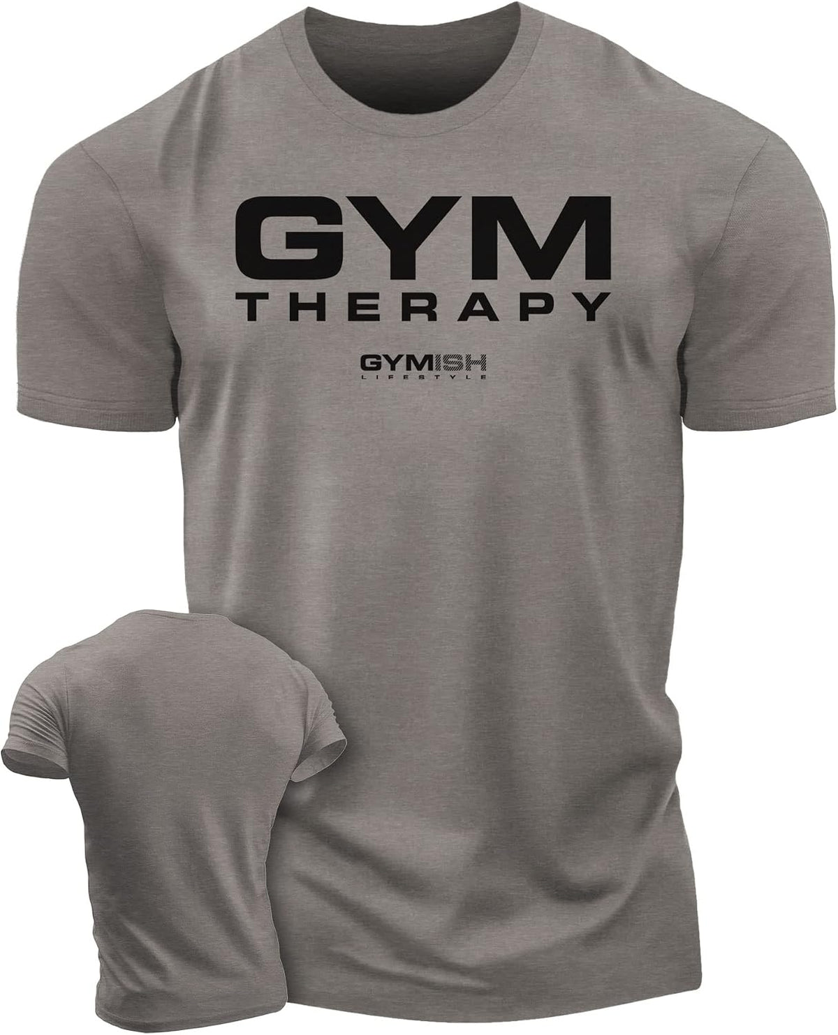 Gymish Lifestyle Gym Therapy Shirt for Men, Workout Graphic Tee - 3. Gym Therapy Warm Grey