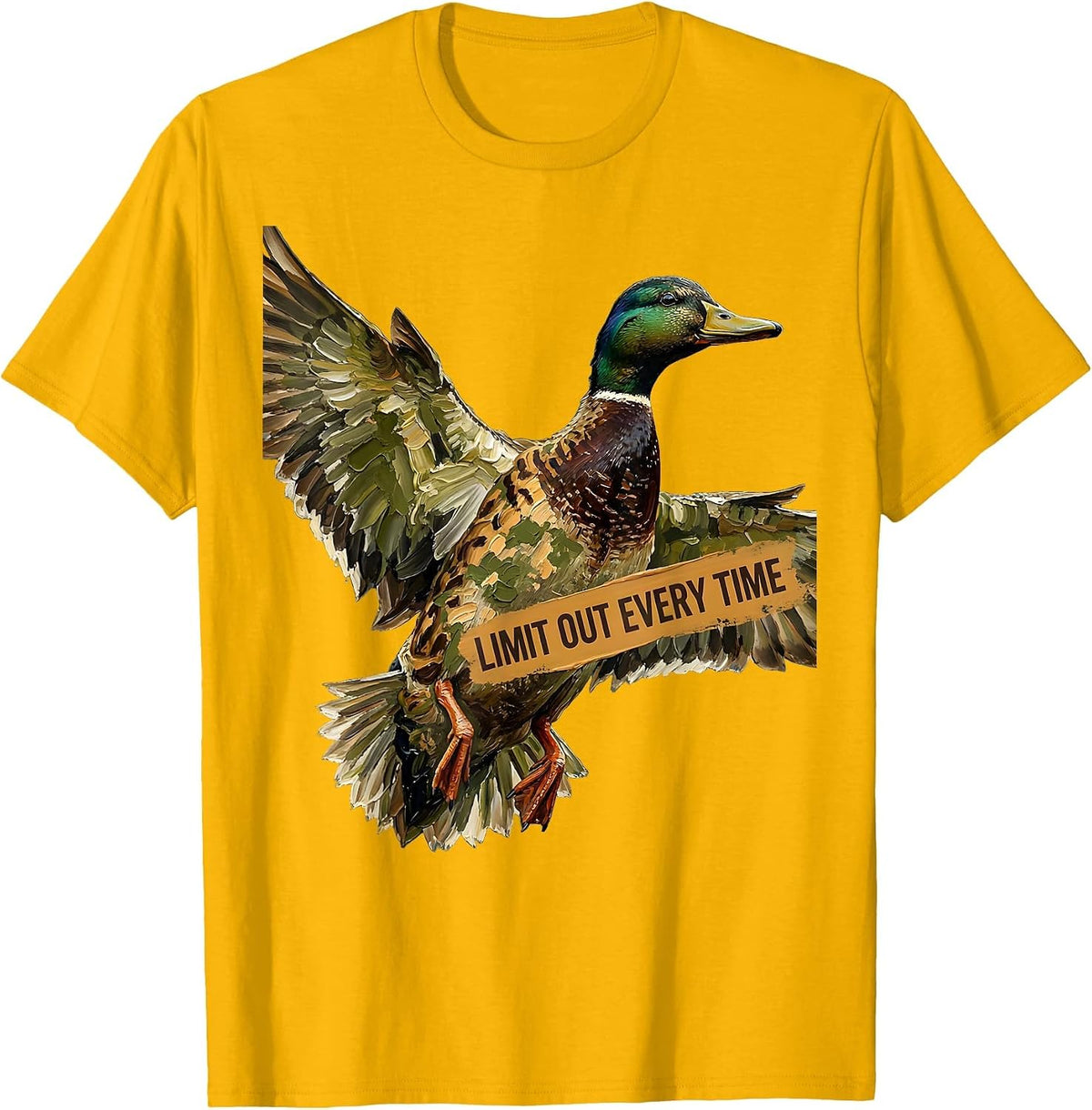 Men's Duck Camo Limit Out Every Time Hunting Design T-Shirt - Golden Yellow