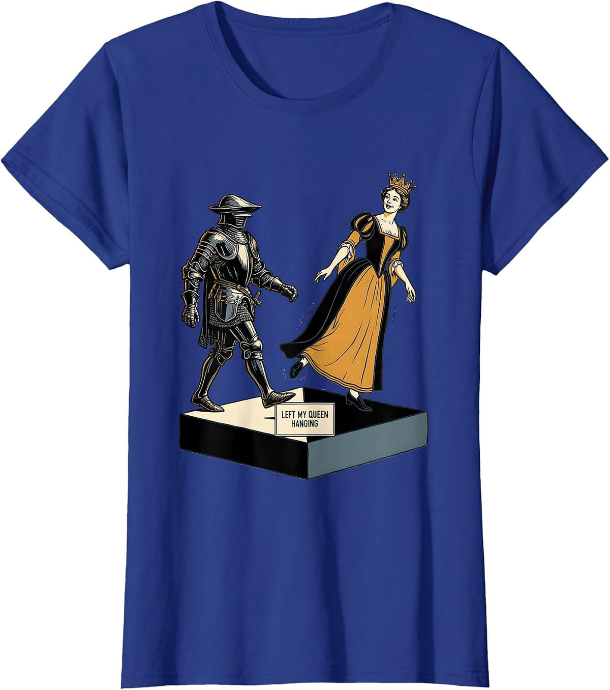 Women's Left My Queen Hanging Funny Chess Player Gift Chess Lover T-Shirt - Royal Blue
