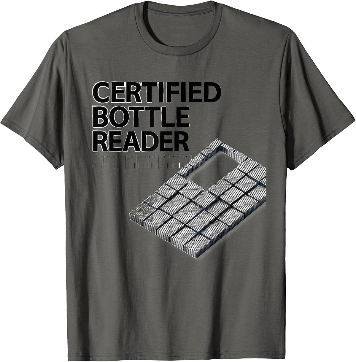 Men's Certified Bottle Reader Funny Pharmacy Tech Technician Humor T-Shirt - Asphalt Grey
