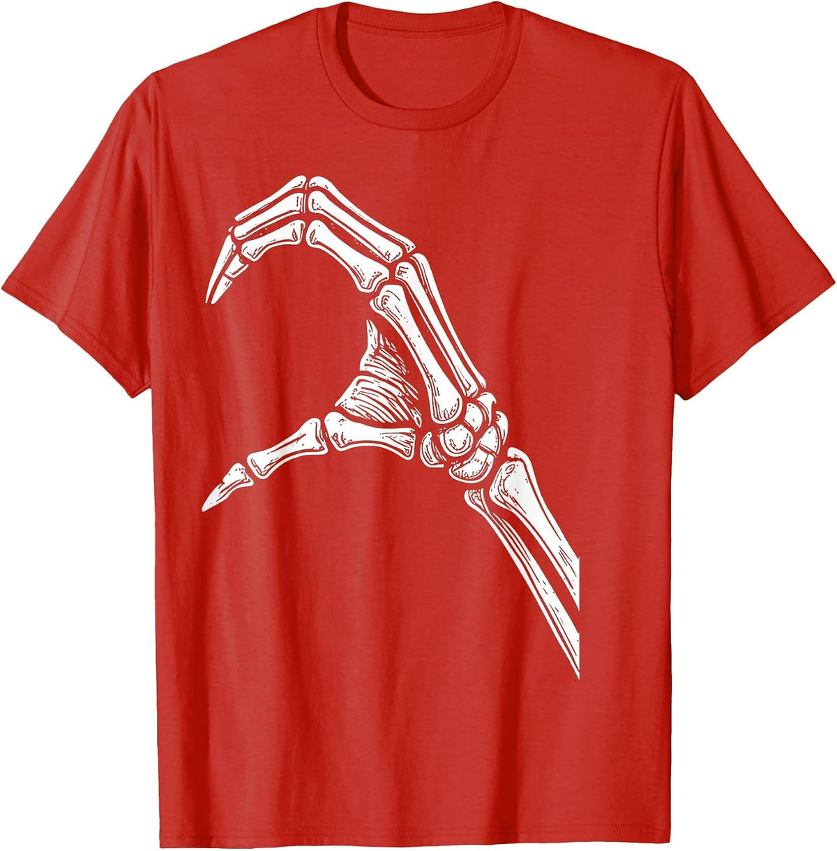 Retro Skeleton Heart Hand Gothic Matching Couple Halloween T-Shirt - Red
